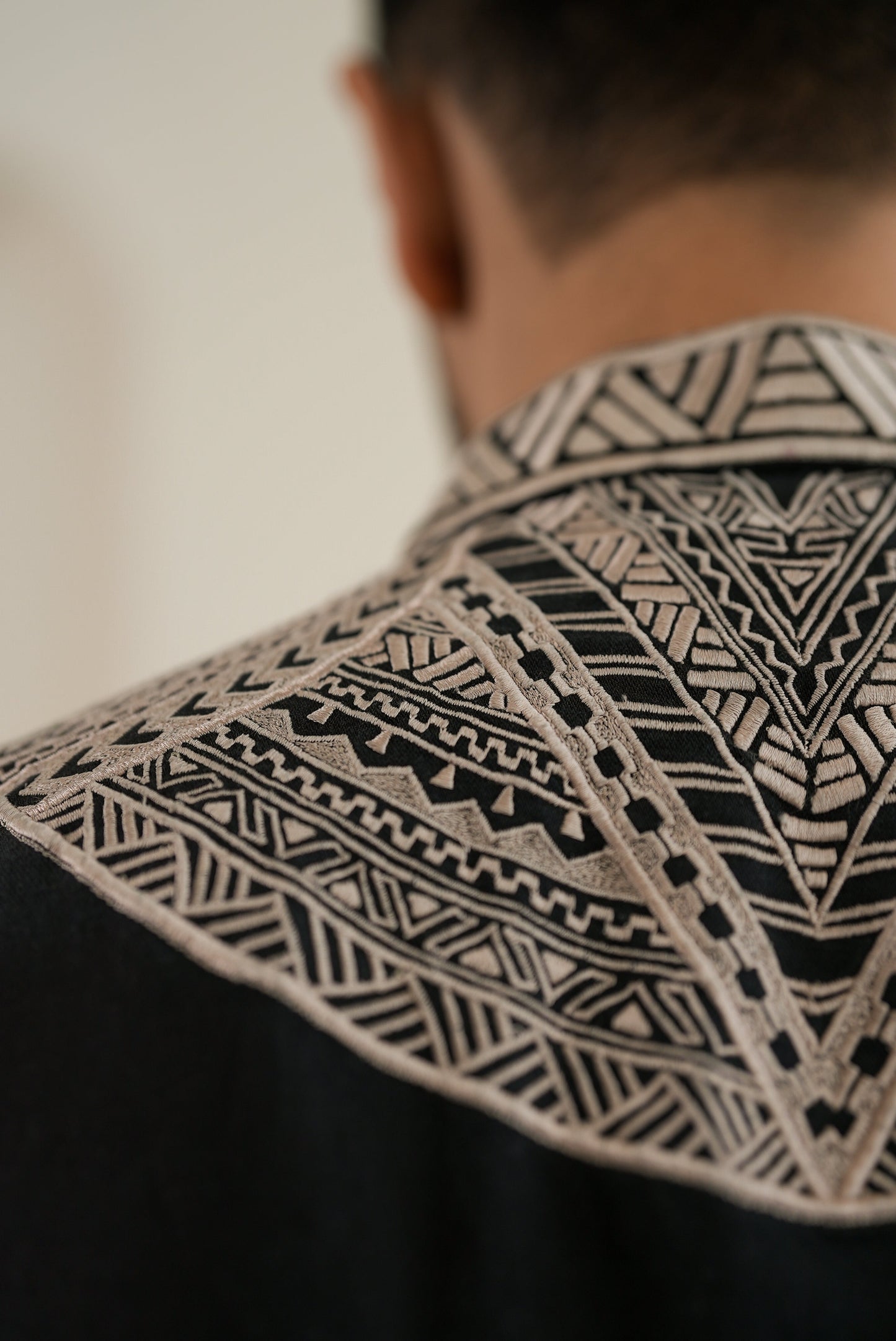 Black Polynesian Thread Work Kurta