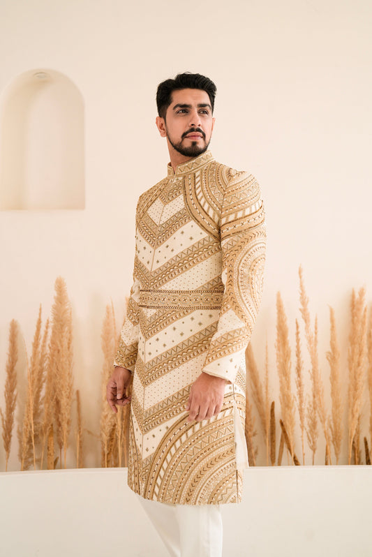 The Gold Monarch Sherwani Set