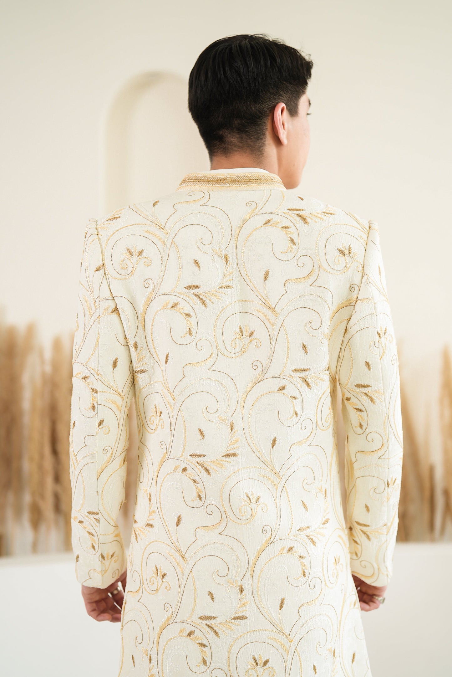 Ivory with Gold Hand Embroidery Sherwani Set